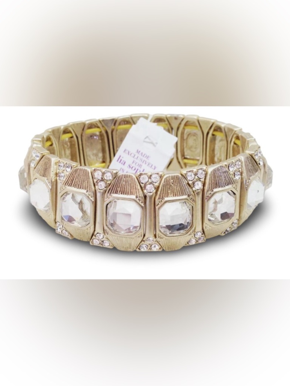 Lia Sophia Gold-Tone Clear Crystal Stretch Bracelet